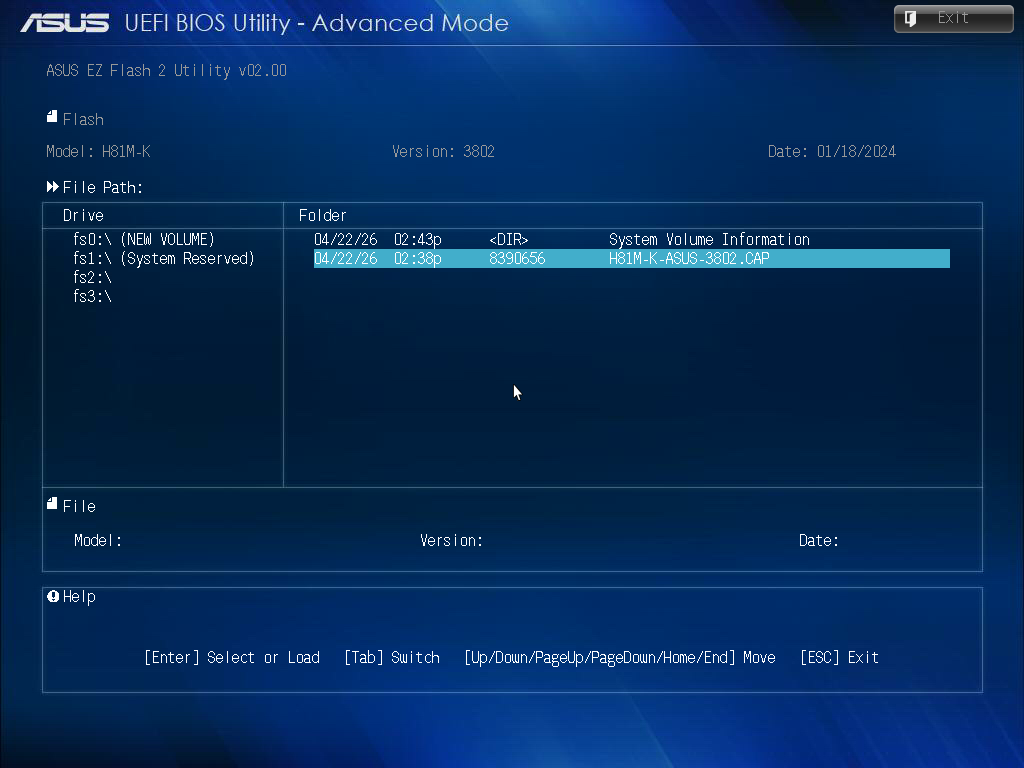 Asus EZ Flash Utility